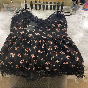 Black lace/Floral blouse